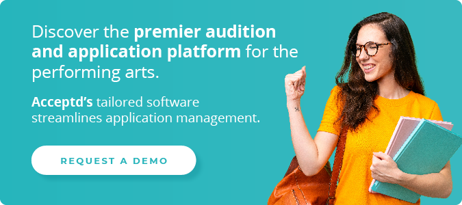 Discover the premier audition and application platform for the performing arts. Request a demo of Acceptd.